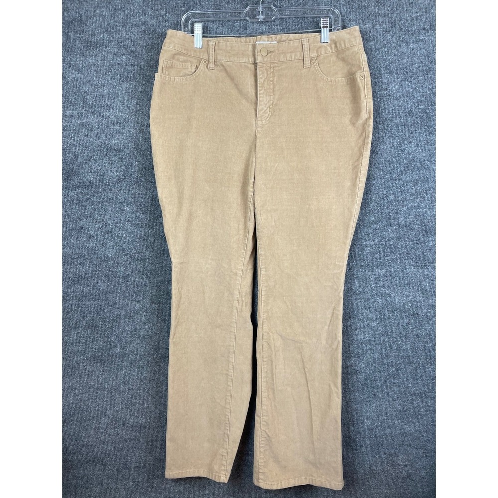 St. John's Bay Corduroy Pants Womens 14 Tan Excellent Straight Leg Mid Rise